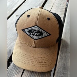 Ford Outdoor Cap Brown/Tan Mesh Cotton Canvas Adjustable Trucker Style Hat